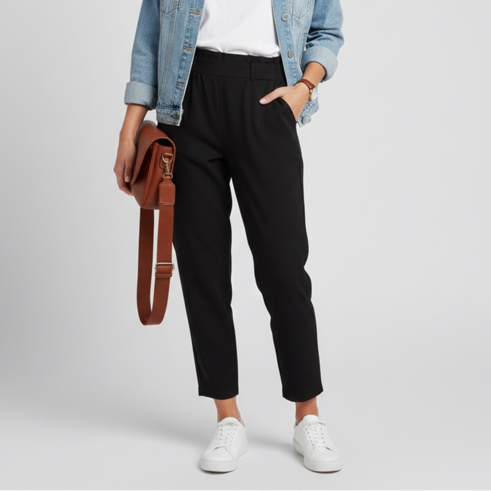 Grace Karin Black Ankle Elastic Waist pants 2 XL